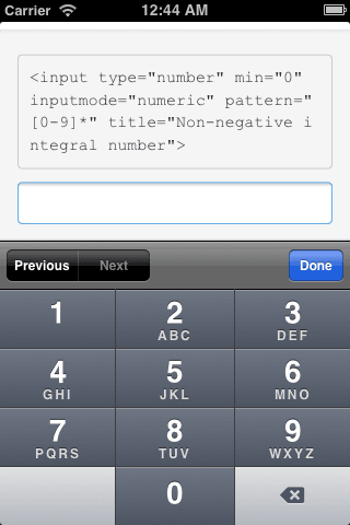 ios safari numeric keyboard