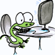 lizard at a computer thumb